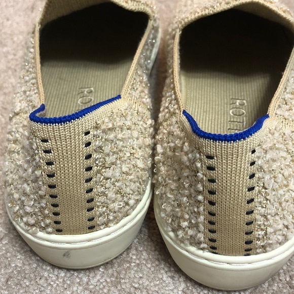 Rothy’s The Classic Slip-On Woven Sneaker in Honeybun Metallic Boucle Size 8 - Picture 5 of 10